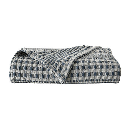 Linery All Season Waffle Weave Super Soft Reversible Lightweight Throw, One Size, Blue