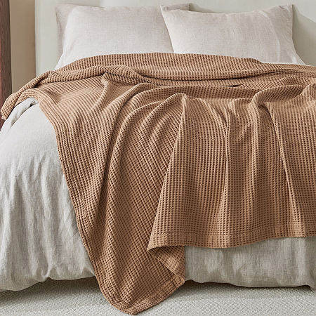 Linery All Season Waffle Weave Super Soft Reversible Lightweight Throw, One Size, Brown