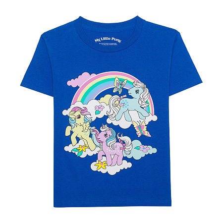 Little & Big Girls Crew Neck Short Sleeve My Little Pony Graphic T-Shirt, Small (7-8), Blue