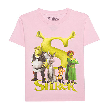 Little & Big Girls Crew Neck Short Sleeve Shrek Graphic T-Shirt, Large (14), Pink