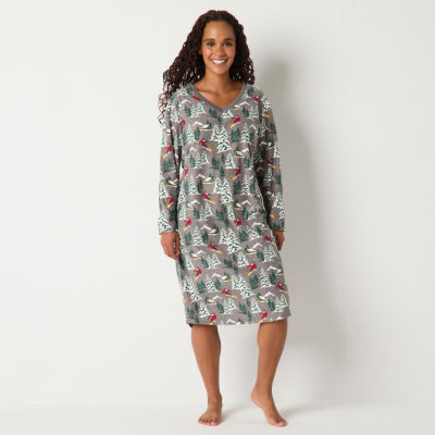 North Pole Trading Co. Womens Long Sleeve V Neck Matching Family Nightshirt