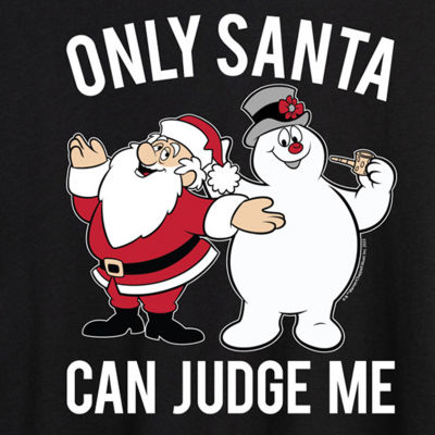 Only Santa Can Judge Tee Womens Crew Neck Short Sleeve Frosty the Snowman Graphic T-Shirt