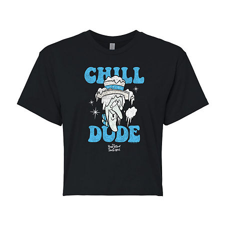 Novelty T-shirts Chill Dude Cropped Tee Womens Crew Neck Short Sleeve Graphic T-shirt In Black