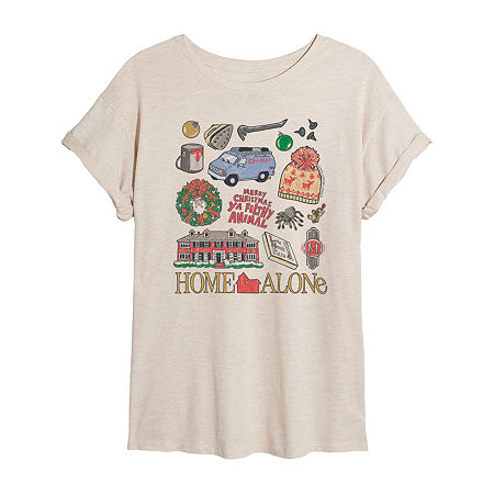 Novelty T-shirts Home Alone Icon Tee Womens Crew Neck Short Sleeve Graphic T-shirt In Sand
