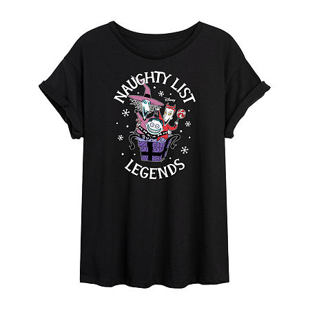 Novelty T-shirts Nightmare Before Christmas Naughty List Tee Womens Crew Neck Short Sleeve Nightmare Before Christmas In Black