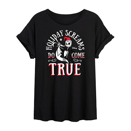 Novelty T-shirts Nightmare Before Christmas Holiday Screams Tee Womens Crew Neck Short Sleeve Nightmare Before Christ In Black