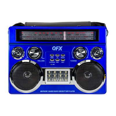 QFX AM/FM/SW Radio with Bluetooth, Flashlight, Floodlight, Telescopic Antenna, Carrying Strap