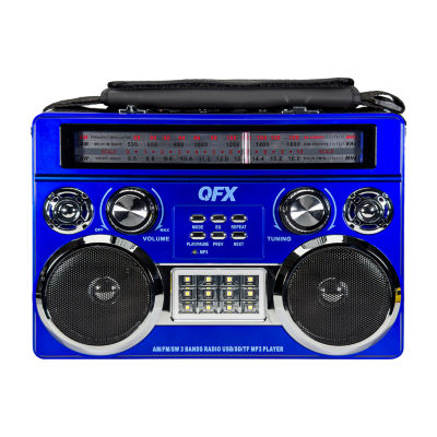 QFX AM/FM/SW Radio with Bluetooth, Flashlight, Floodlight, Telescopic Antenna, Carrying Strap
