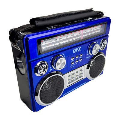 QFX AM/FM/SW Radio with Bluetooth, Flashlight, Floodlight, Telescopic Antenna, Carrying Strap