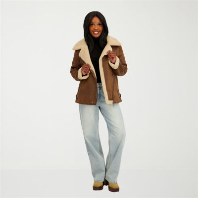 Jessica Simpson Womens Faux Shearling Midweight Jacket - JCPenney