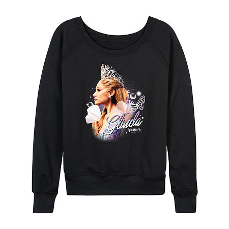 Glinda Profile Womens Boat Neck Long Sleeve Regular Fit Wicked Graphic T-Shirt, Large, Black