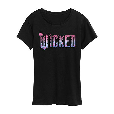 Wicked Logo Womens Crew Neck Short Sleeve Wicked Graphic T-Shirt, Xx-large, Black