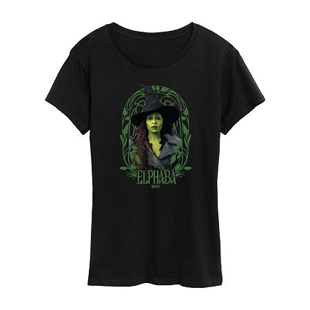 Elphaba Frame Womens Crew Neck Short Sleeve Wicked Graphic T-Shirt, Medium, Black