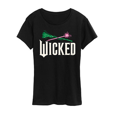 Wicked Icon Logo Womens Crew Neck Short Sleeve Wicked Graphic T-Shirt, Small, Black