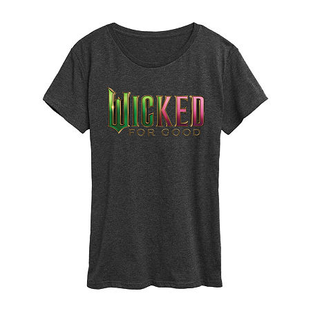 Wicked For Good Womens Crew Neck Short Sleeve Wicked Graphic T-Shirt, Large, Black