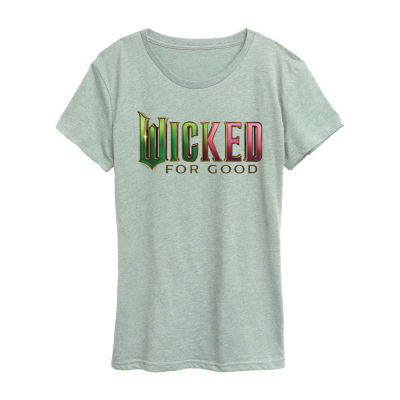 Wicked For Good Womens Crew Neck Short Sleeve Wicked Graphic T-Shirt
