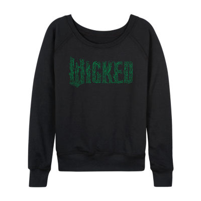 Wicked Logo Womens Boat Neck Long Sleeve Wicked Graphic T-Shirt