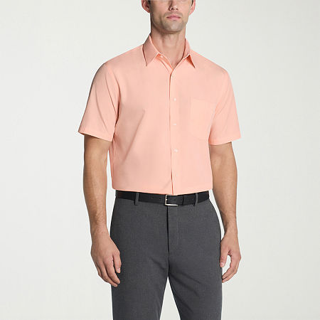 Van Heusen Short Sleeve Poplin Mens Regular Fit Wrinkle Free Short Sleeve Dress Shirt, 15.5, Orange