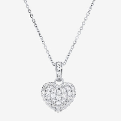 Limited Quantities! Womens 1/2 CT. T.W. Lab Grown White Diamond 10K White Gold Heart 18 Inch Pendant Necklace