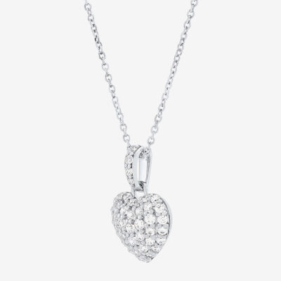 Limited Quantities! Womens 1/2 CT. T.W. Lab Grown White Diamond 10K White Gold Heart 18 Inch Pendant Necklace