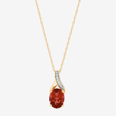 Limited Quantities! Womens Diamond Accent Genuine Red Garnet 10K Gold Oval 18 Inch Pendant Necklace