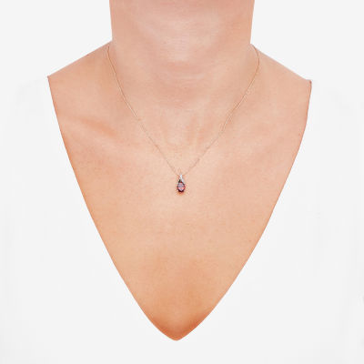 Limited Quantities! Womens Diamond Accent Genuine Red Garnet 10K Gold Oval 18 Inch Pendant Necklace