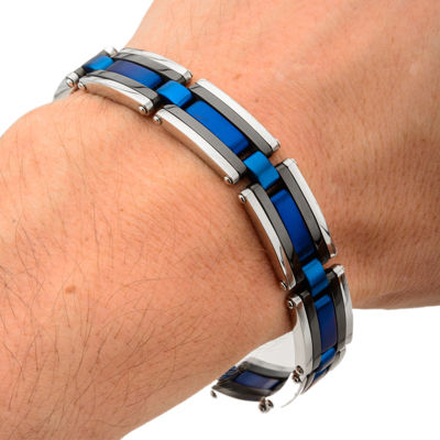 Mens Tri-Tone Stainless Steel Bracelet