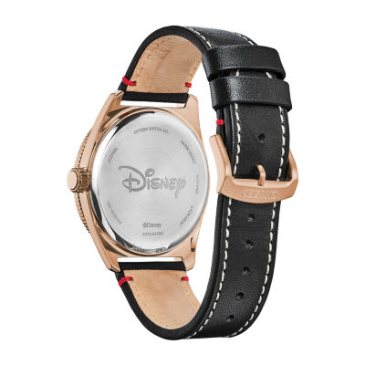Citizen Disney Mickey Mouse Mens Black Leather Strap Watch Aw1596-08w