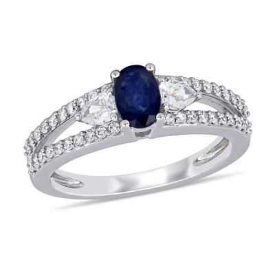 Womens 1/2 CT. T.W. Genuine Blue Sapphire 14K White Gold Engagement Ring