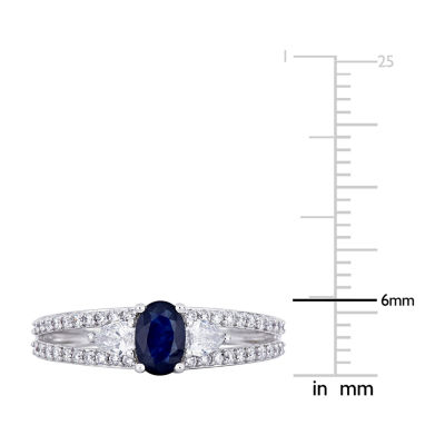 Womens 1/2 CT. T.W. Genuine Blue Sapphire 14K White Gold Engagement Ring