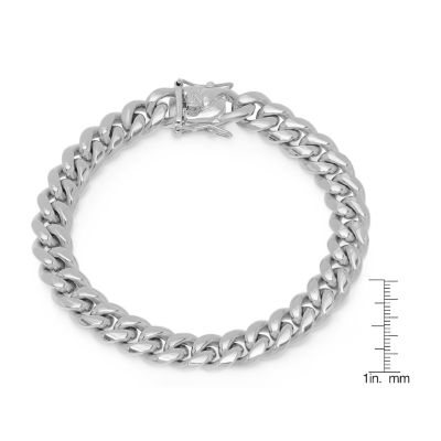 Mens Stainless Steel Semisolid Curb Hypoallergenic Chain Bracelet
