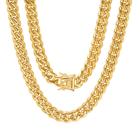18K Gold Over Stainless Steel 30 Inch Semisolid Box Chain Necklace