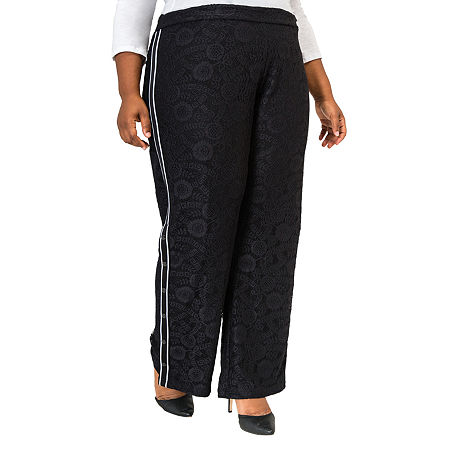  Poetic Justice Womens High Rise Over Belly Wide Leg Palazzo Pant-Plus