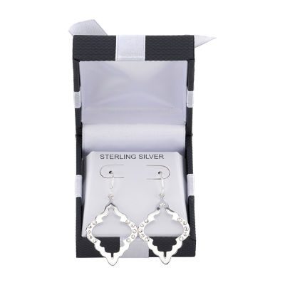 Womens Crystal Sterling Silver Drop Earrings