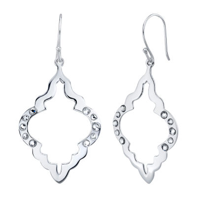 Womens Crystal Sterling Silver Drop Earrings