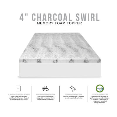 SensorPEDIC 4" Bamboo Charcoal Infused Memory Foam Mattress Topper