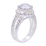 Sparkle Allure Cubic Zirconia Pure Silver Over Brass Round Halo Cocktail Ring