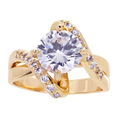 Sparkle Allure Cubic Zirconia 14K Gold Over Brass Bypass Engagement