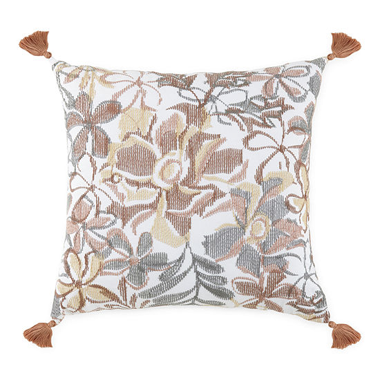 Linden Street Floral Embroidered Square Throw Pillow