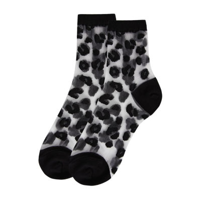 MeMoi Sheer Leopard 1 Pair Quarter Socks Womens