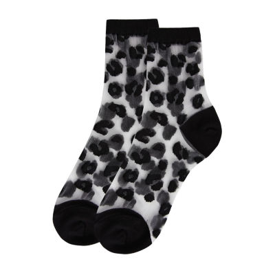 MeMoi Sheer Leopard 1 Pair Quarter Ankle Socks Womens
