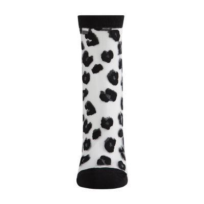 MeMoi Sheer Leopard 1 Pair Quarter Ankle Socks Womens