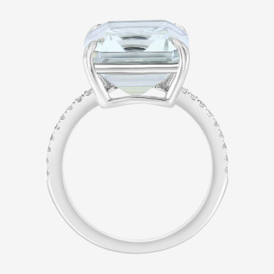Effy Final Call Womens Genuine White Quartz Sterling Silver Side Stone Cocktail Ring