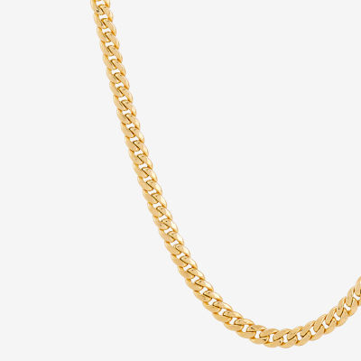 14K Gold 13 Inch Hollow Cuban Round Chain Necklace