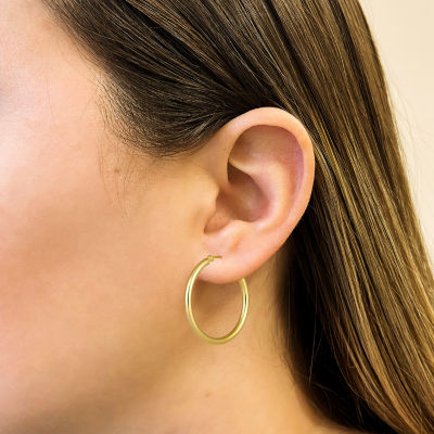 18K Gold 30mm Round Hoop Earrings