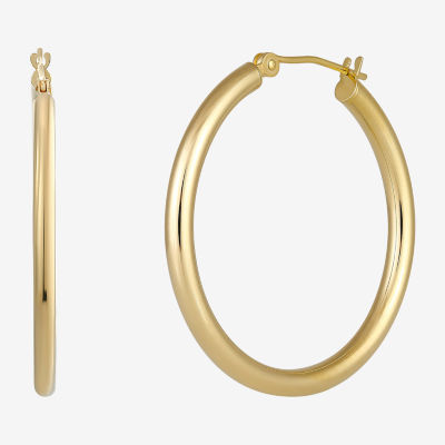 18K Gold 30mm Round Hoop Earrings