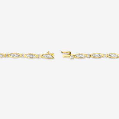 Diamonart White Cubic Zirconia 14K Gold Over Silver 7.25 Inch Tennis Bracelet
