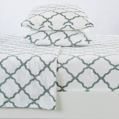 Linery Printed Velvet Plush Cozy Sheet Set