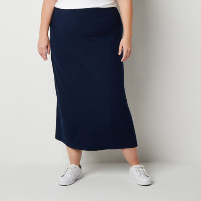 Liz Claiborne Womens Mid Rise Long A-Line Skirt-Plus