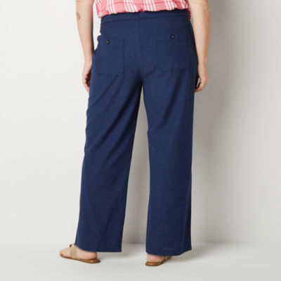 Liz Claiborne-Plus Womens Mid Rise Wide Leg Flat Front Pant